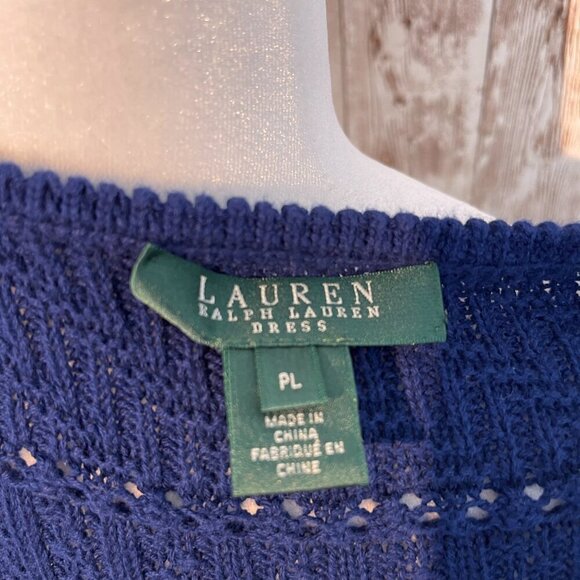 Lauren Ralph Lauren Blue Cap Sleeve Sweater Dress size LP - Picture 6 of 6